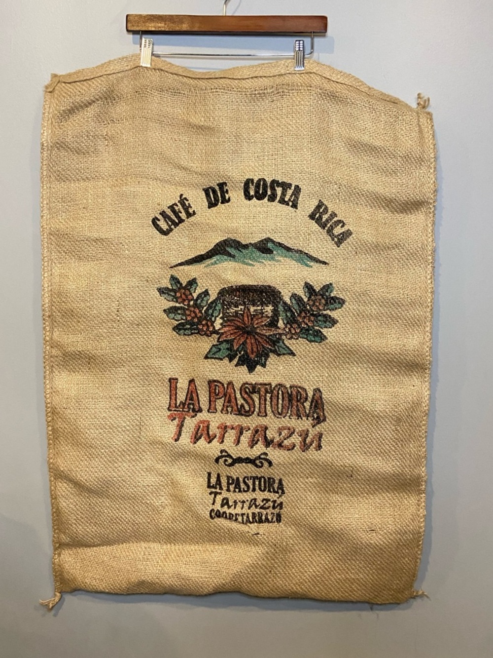 Cafe de Costa Rica La Pastora Tarrazu Burlap Coffee Sack / Rustic Decor